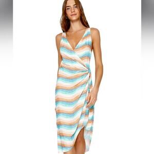 VIX PAULA HERMANNY Alyssa Bel Stripe Voile‎ Wrap Dress Cover Up Women's Size S